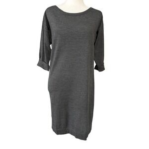 Club Monaco Womens Small Gray Wool Knit Open Back Bow Sweater Dress